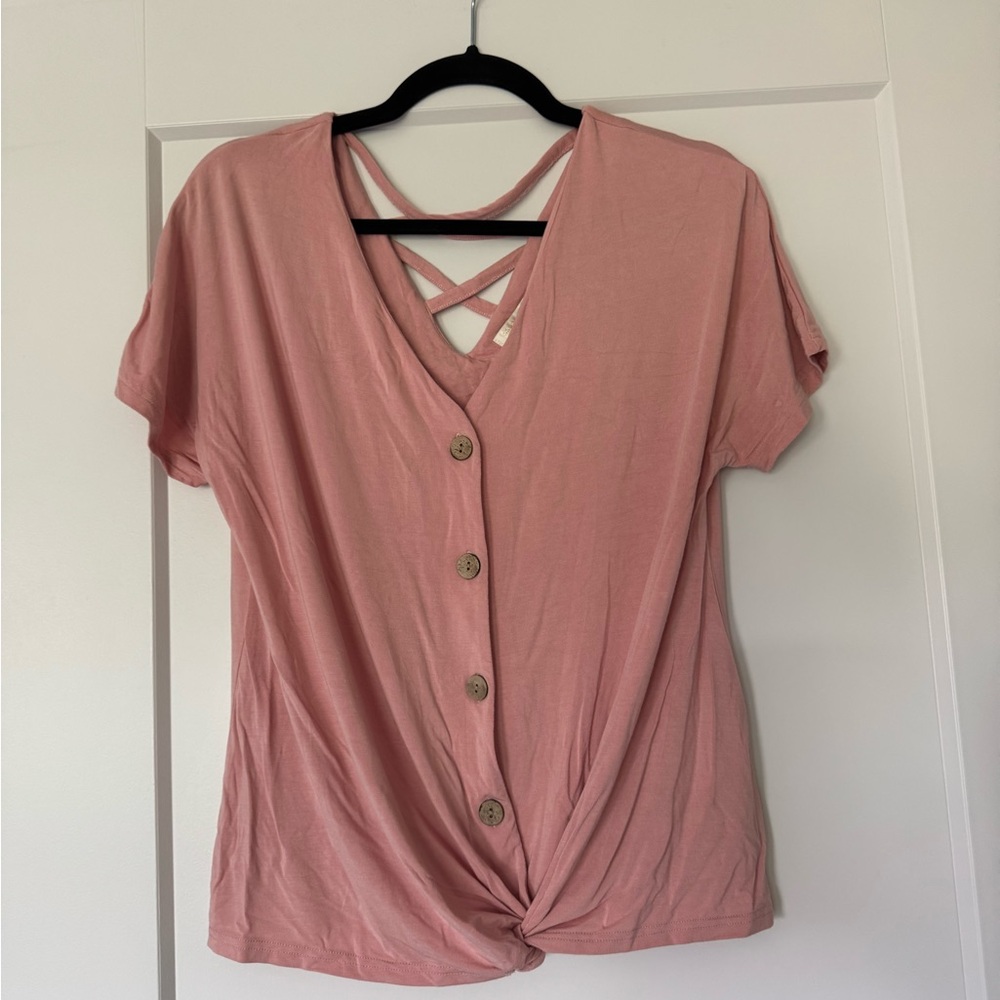 Cooper & Ella Blush Pink Button-Down Blouse Size 8